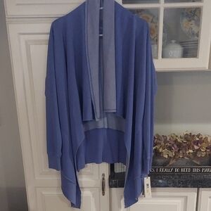 Calvin Klein Draped Blue Fleece Open Jacket